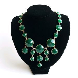 Lydell NYC Green Faceted Bead Goldtone Statement Necklace Bib